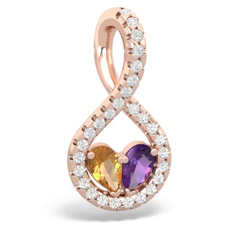 citrine-amethyst pave twist pendant