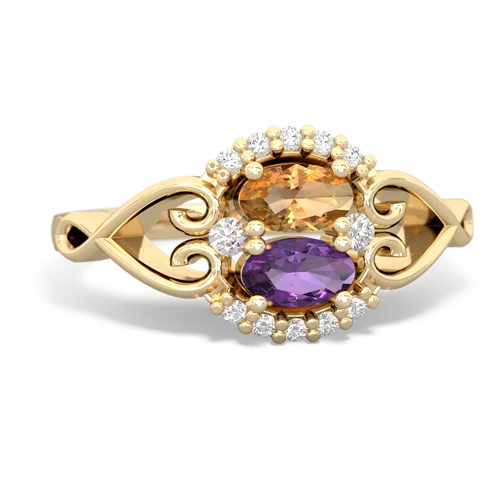 citrine-amethyst antique keepsake ring