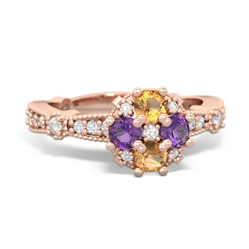 citrine-amethyst art deco engagement ring