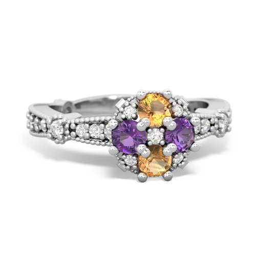 citrine-amethyst art deco engagement ring