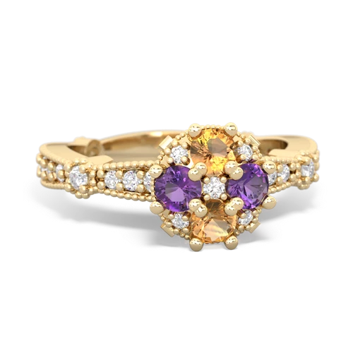 citrine-amethyst art deco engagement ring