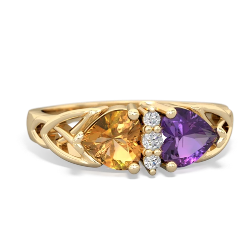 citrine-amethyst celtic ring