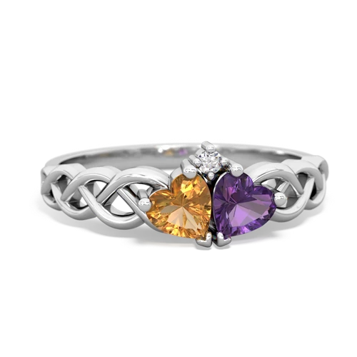 citrine-amethyst celtic braid ring