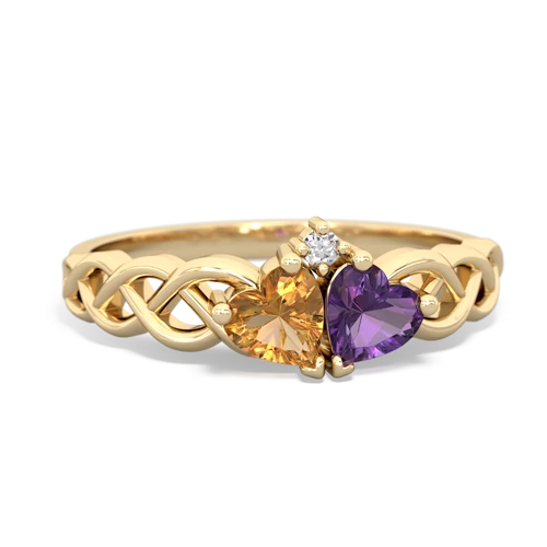 citrine-amethyst celtic braid ring