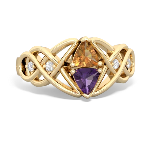 citrine-amethyst celtic knot ring