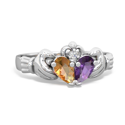 citrine-amethyst claddagh ring