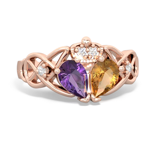 citrine-amethyst claddagh ring