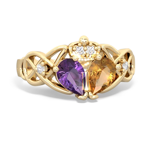 citrine-amethyst claddagh ring