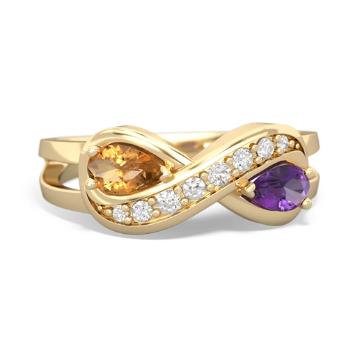 citrine-amethyst diamond infinity ring