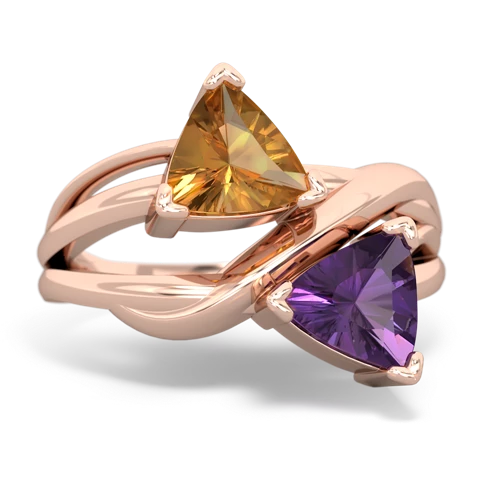 citrine-amethyst filligree ring