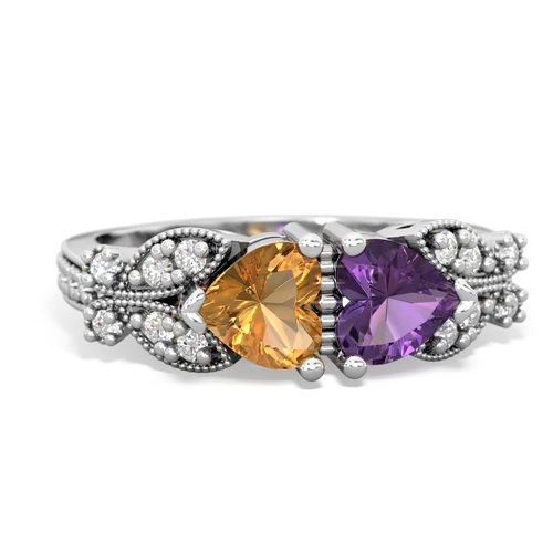 citrine-amethyst keepsake butterfly ring