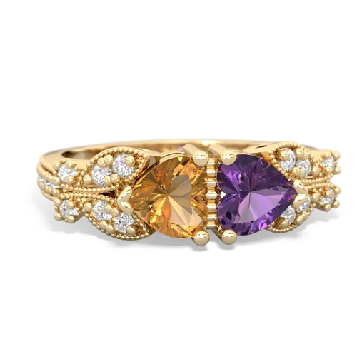 citrine-amethyst keepsake butterfly ring