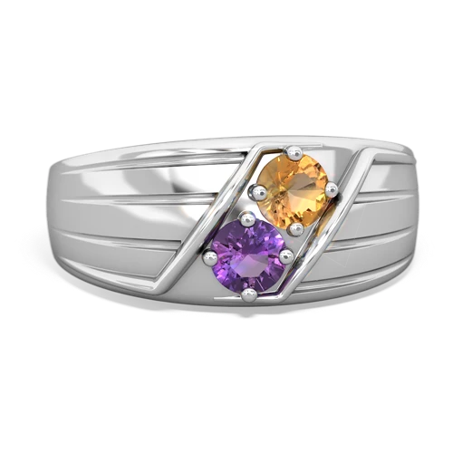 citrine-amethyst mens ring