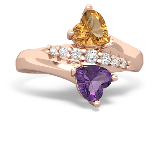 citrine-amethyst modern ring