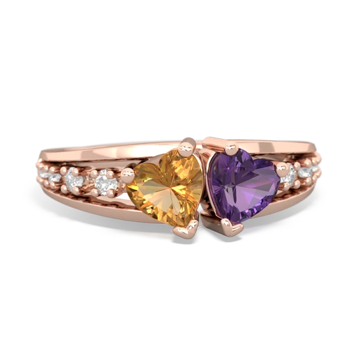 citrine-amethyst modern ring