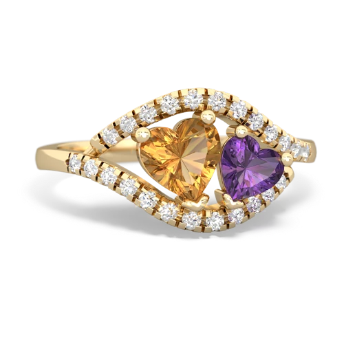 citrine-amethyst mother child ring