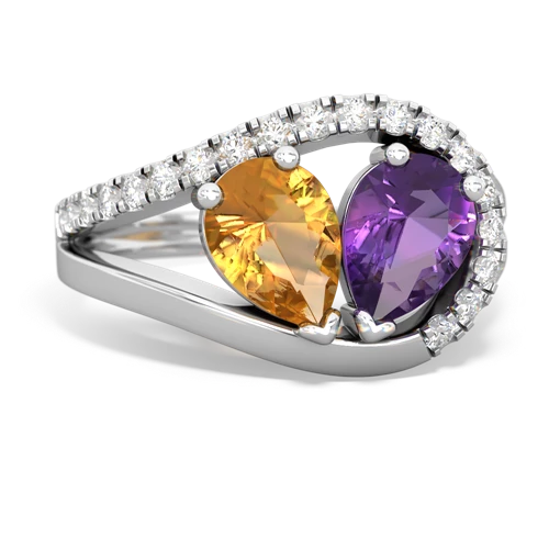 citrine-amethyst pave heart ring