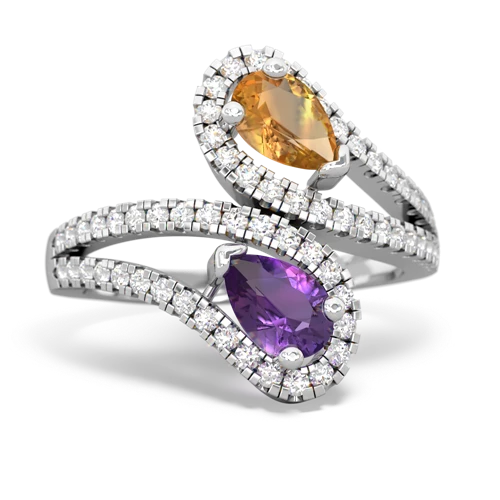 citrine-amethyst pave swirls ring