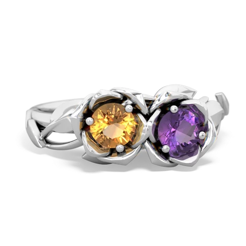 citrine-amethyst roses ring