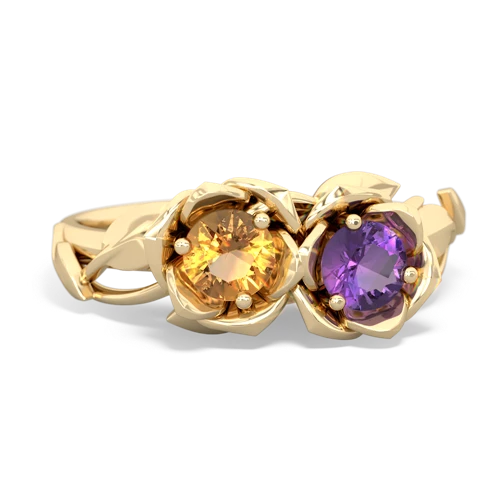 citrine-amethyst roses ring