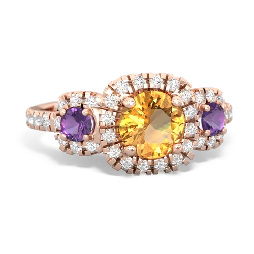 Citrine Genuine Citrine with Genuine Amethyst and Genuine Opal Regal Halo ring Ring