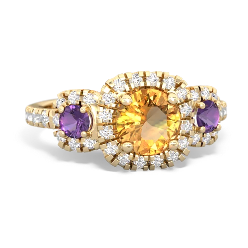 citrine-amethyst three stone regal ring