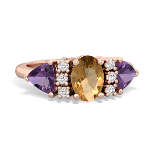 Citrine Genuine Citrine with Genuine Amethyst and Genuine Opal Antique Style Three Stone ring Ring
