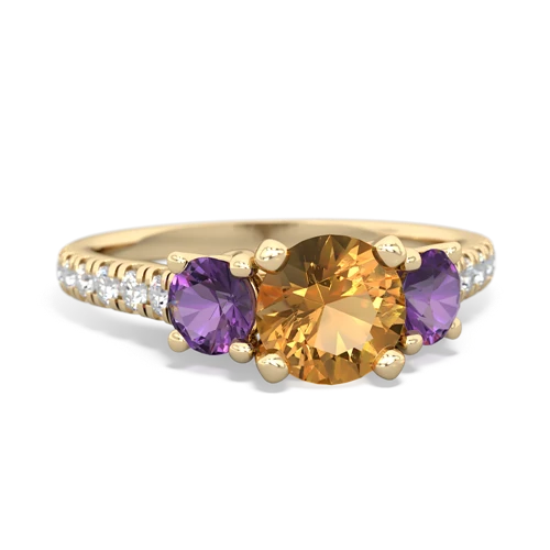 citrine-amethyst trellis pave ring