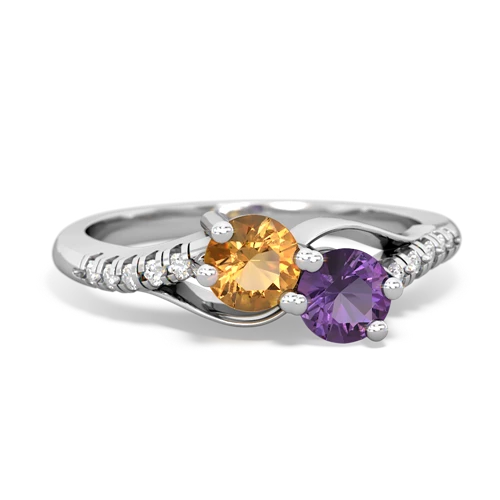 citrine-amethyst two stone infinity ring