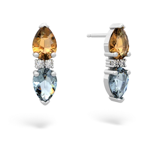 citrine-aquamarine bowtie earrings