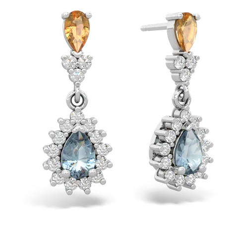 citrine-aquamarine dangle earrings