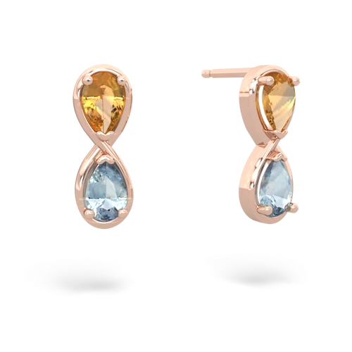 citrine-aquamarine infinity earrings