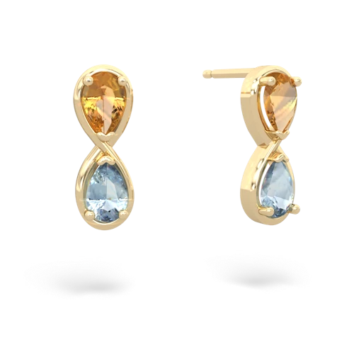 citrine-aquamarine infinity earrings