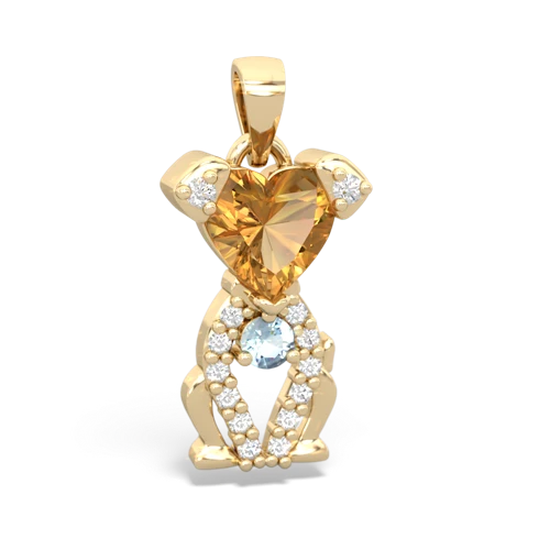 citrine-aquamarine birthstone puppy pendant