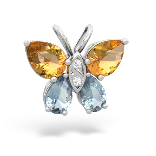 citrine-aquamarine butterfly pendant