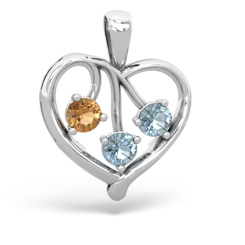 citrine-aquamarine love heart pendant