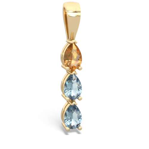 Citrine Genuine Citrine with Genuine Aquamarine and Genuine Opal Three Stone pendant Pendant