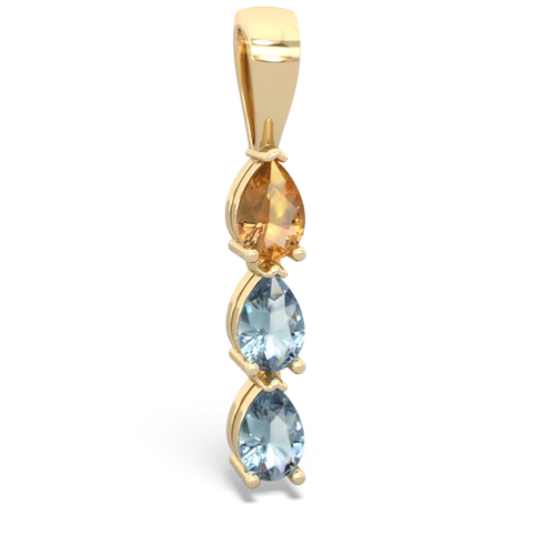 citrine-aquamarine three stone pendant