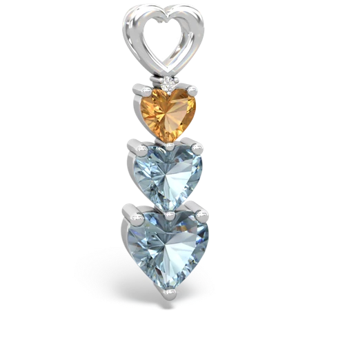citrine-aquamarine three stone pendant