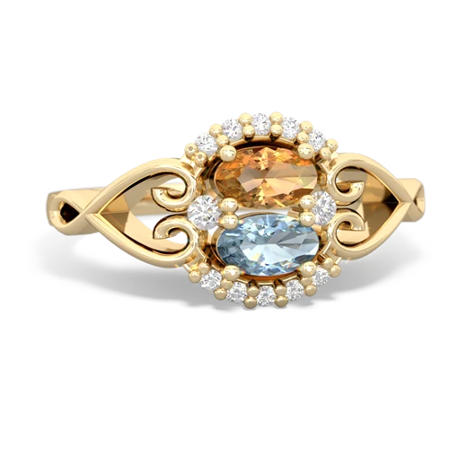 citrine-aquamarine antique keepsake ring