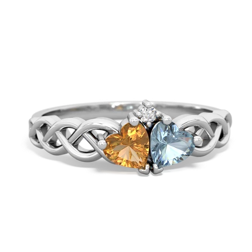 citrine-aquamarine celtic braid ring