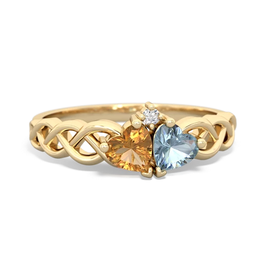 citrine-aquamarine celtic braid ring