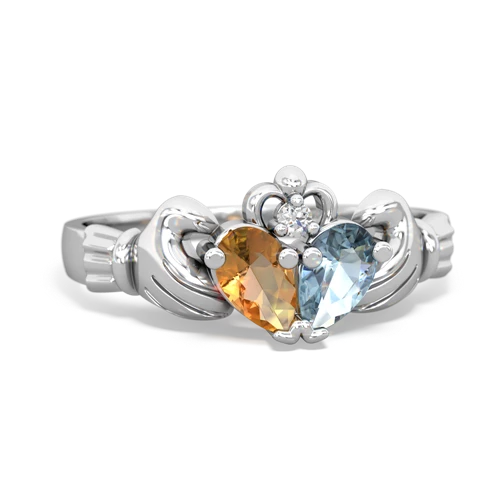 citrine-aquamarine claddagh ring