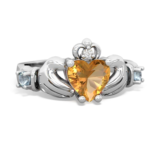 citrine-aquamarine claddagh ring