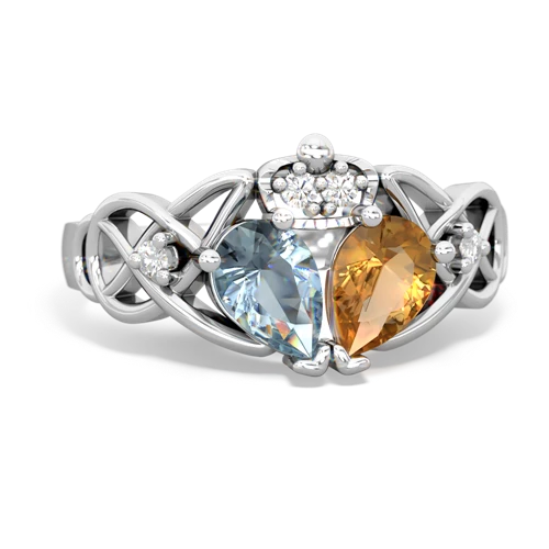 citrine-aquamarine claddagh ring