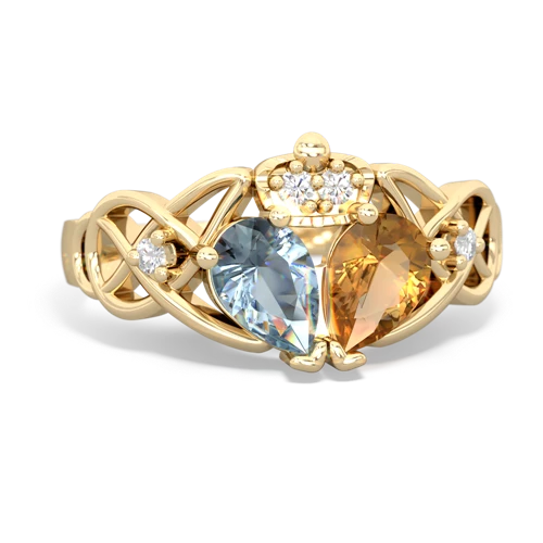 citrine-aquamarine claddagh ring