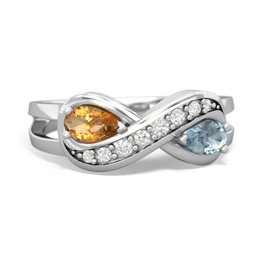 citrine-aquamarine diamond infinity ring