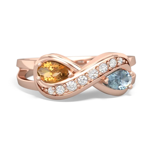 citrine-aquamarine diamond infinity ring