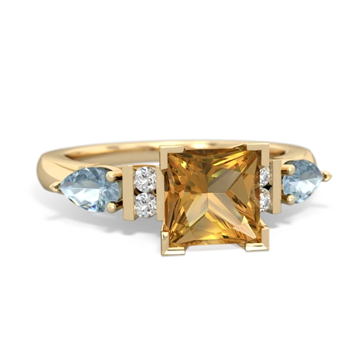 Citrine Genuine Citrine with Genuine Aquamarine and Genuine Opal Engagement ring Ring