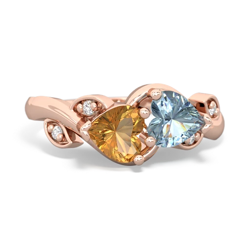 citrine-aquamarine floral keepsake ring